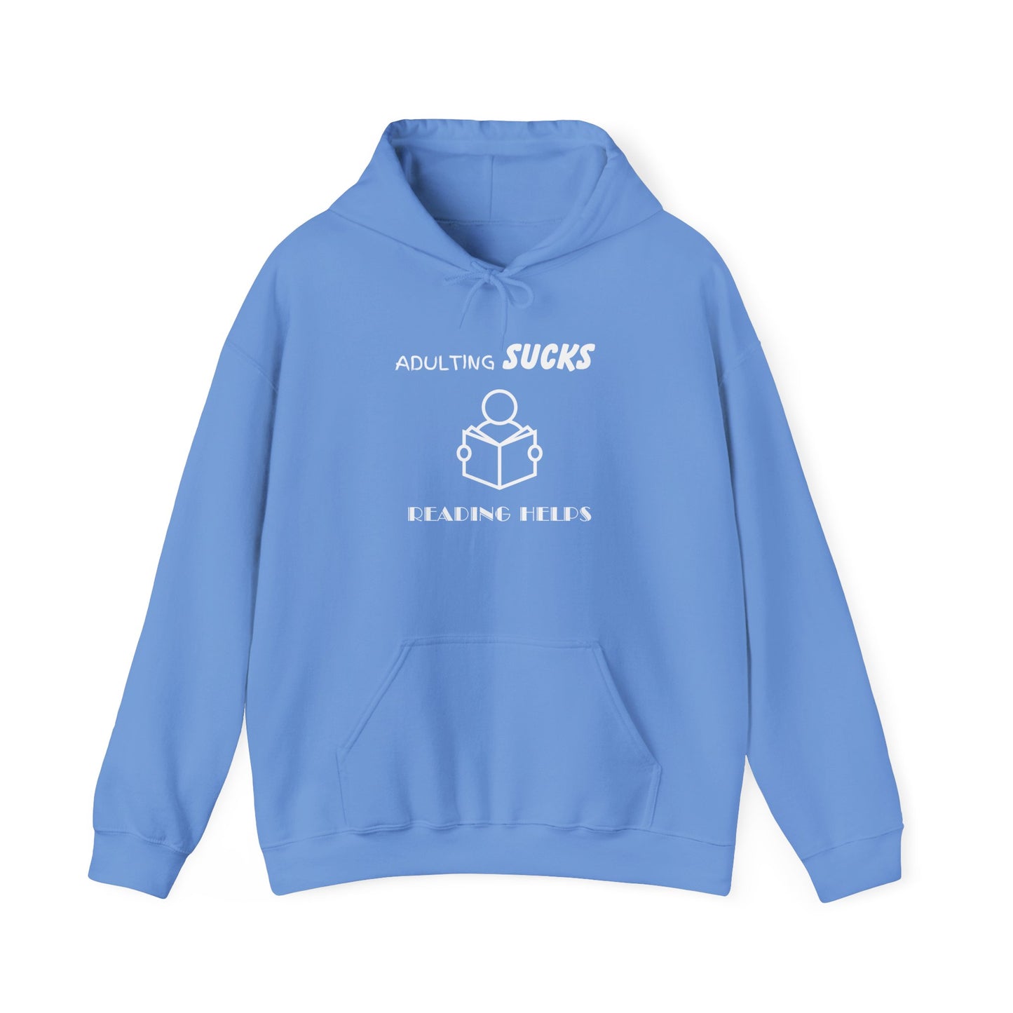 Adulting Sucks Reading Helps Hoodie, Funny Sweatshirt for Book Lovers, Unisex Pullover, Escape Responsibilities, Gift for Readers, Comfy
