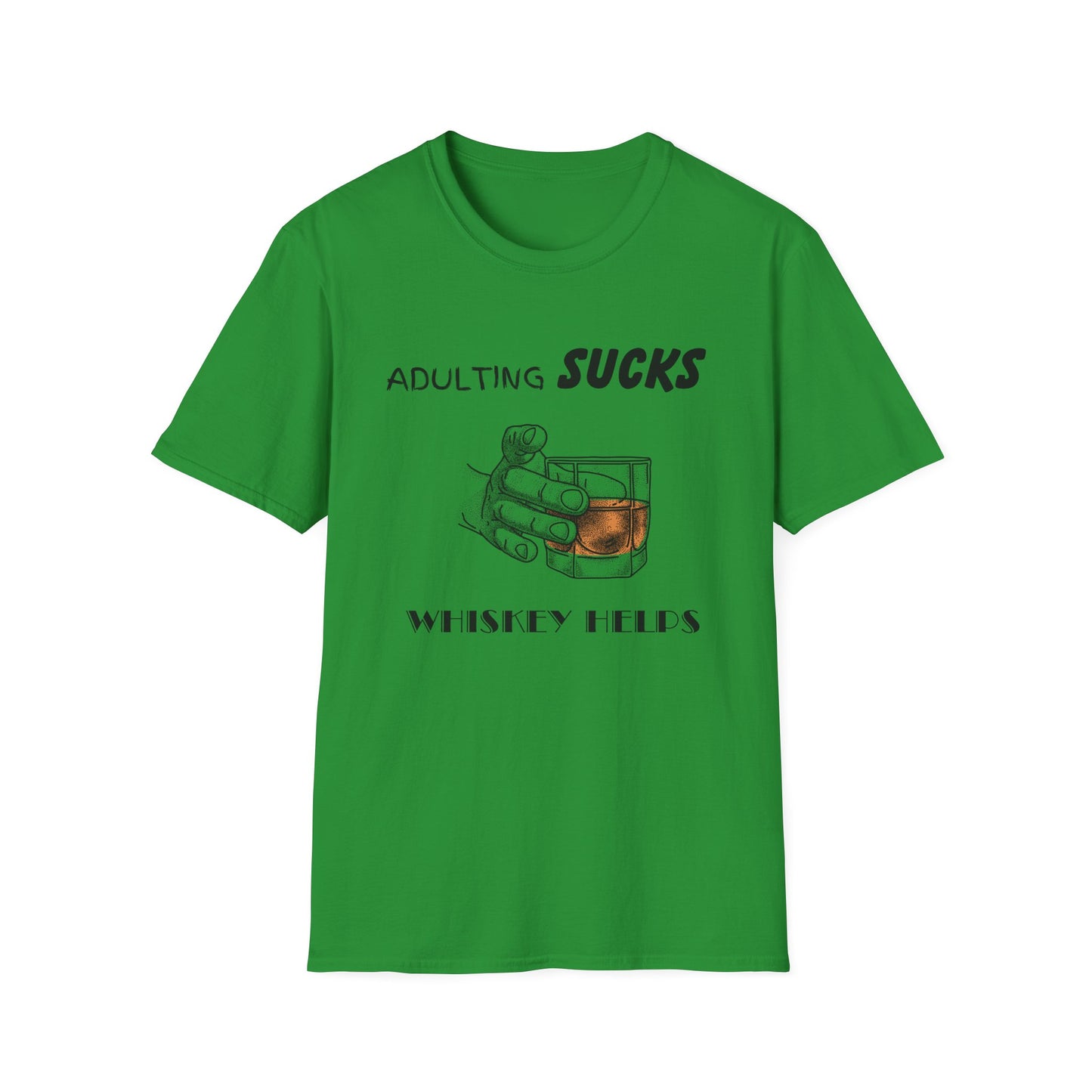 Adulting Sucks Whiskey Helps Shirt, Adult Humor T-Shirt, Sarcastic Gift, Hilarious Tee for Adults, Comedic Shirt, Stress Relief, Alcohol