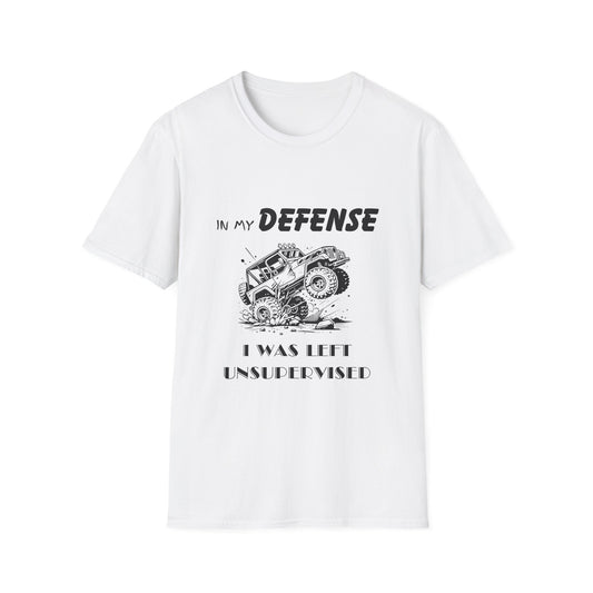 In My Defense I Was Left Supervised Style Unisex T-Shirt, Funny Graphic Tee, Vintage Inspired Top, Novelty T-Shirt, Humorous T-Shirt, Trucks