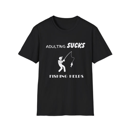Adulting Sucks Fishing Helps T-Shirt