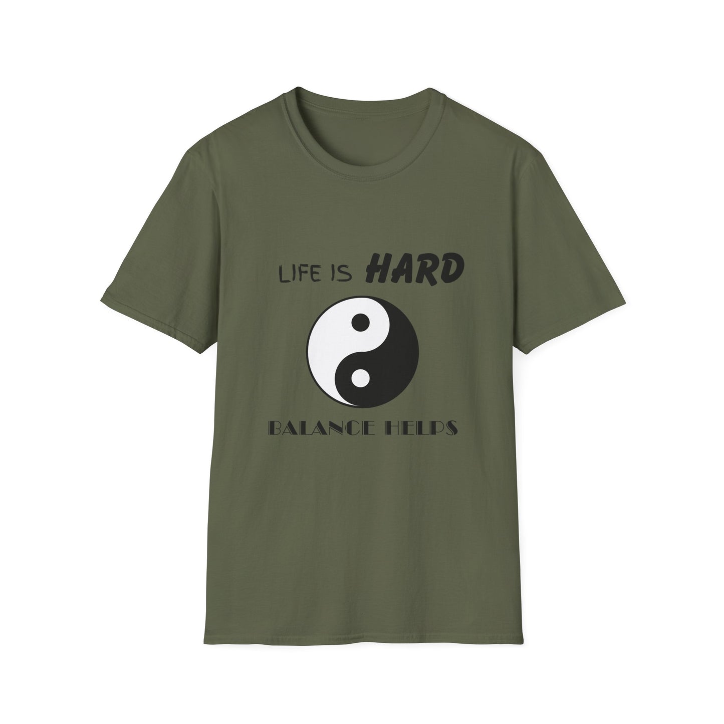 Life Is Hard Balance Helps T-Shirt, Life Balance Tee, Positive Quote Shirt, Relaxation Tee, Stress Relief Top, Yin Yang Shirt, Ying Yang Tee