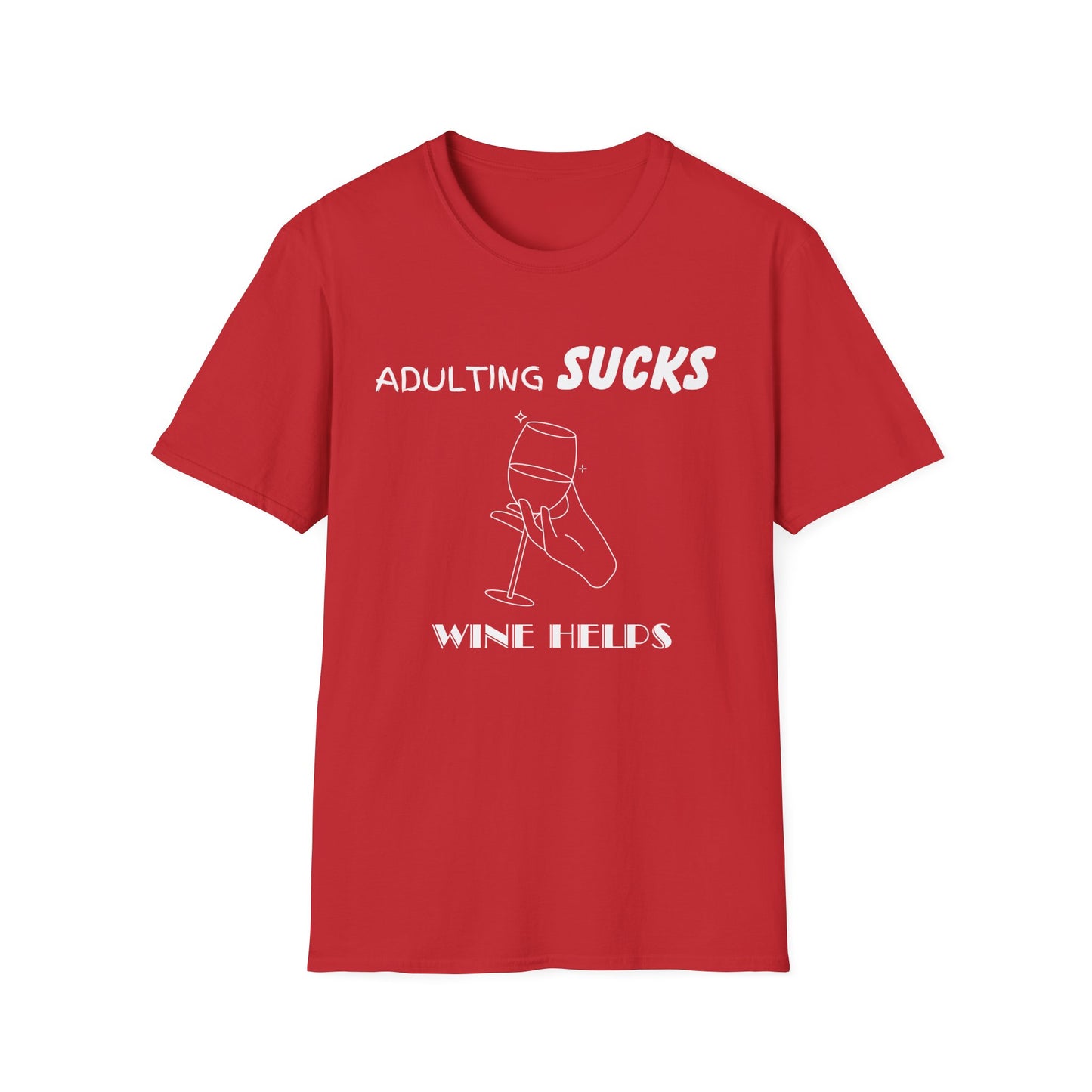 Adulting Sucks Wine Helps Shirt, Adult Humor T-Shirt, Sarcastic Gift, Hilarious Tee for Adults, Drinking Shirt, Alcohol, Wine Shirt