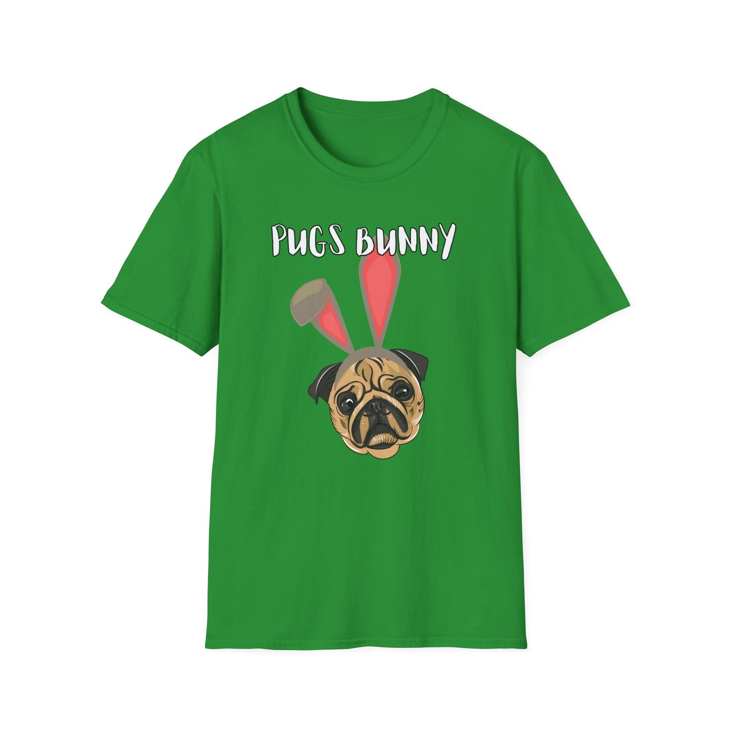 Pugs Bunny Unisex Tee, Funny Cartoon Dog Lover Shirt, Cute Pug Graphic Top, Animal Pet Gift, Softstyle T-Shirt, Looney Tunes Parody, Gift