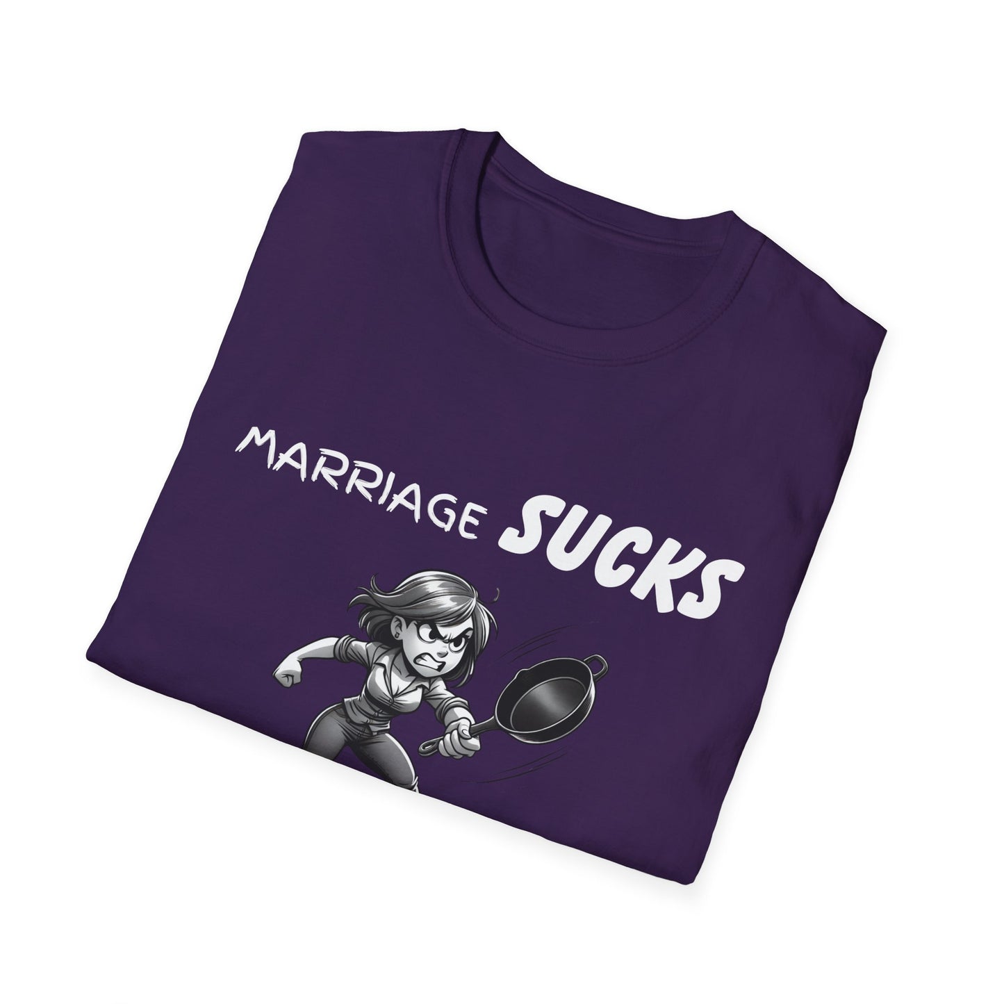 Marriage Sucks Frying Pans Help T-Shirt, Husband Wife Relationship Tee,  Wedding Gift, Sarcastic Graphic Tee, Gifts For Women, Gift For Wife