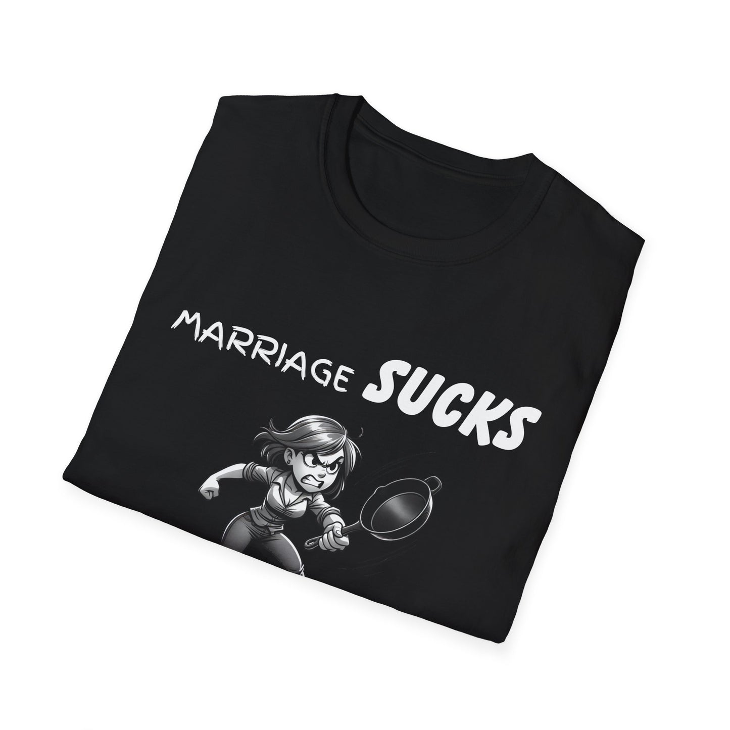 Marriage Sucks Frying Pans Help T-Shirt, Husband Wife Relationship Tee,  Wedding Gift, Sarcastic Graphic Tee, Gifts For Women, Gift For Wife