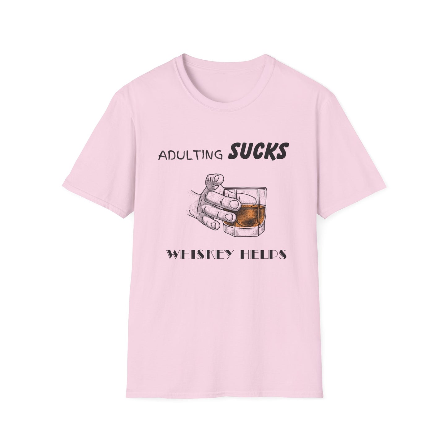 Adulting Sucks Whiskey Helps Shirt, Adult Humor T-Shirt, Sarcastic Gift, Hilarious Tee for Adults, Comedic Shirt, Stress Relief, Alcohol