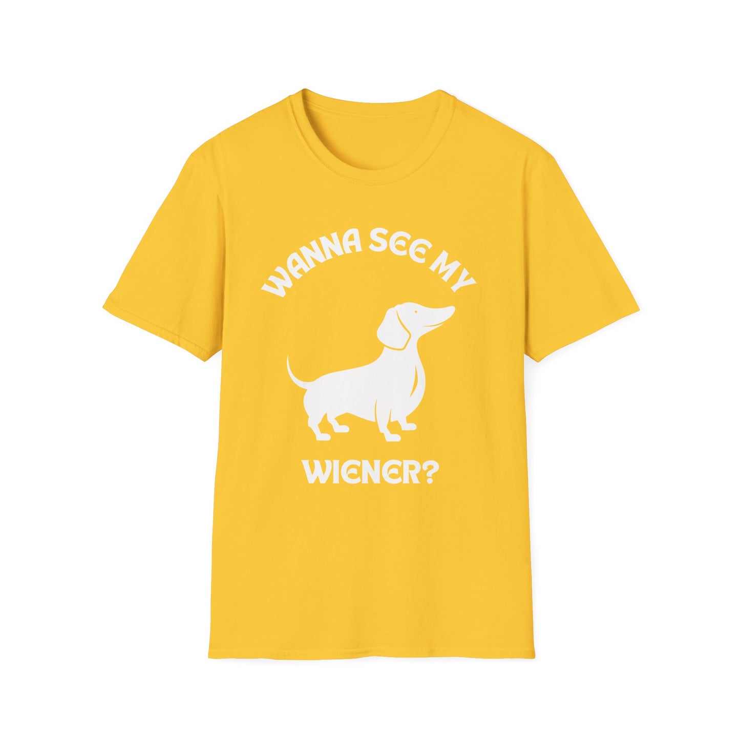 Wanna See My Wiener?, Adult Humor Unisex T-Shirt, Funny Wiener Tee, Naughty Joke Shirt, Rude Graphic Top, Dachshund Shirt, Dog Lovers Tee