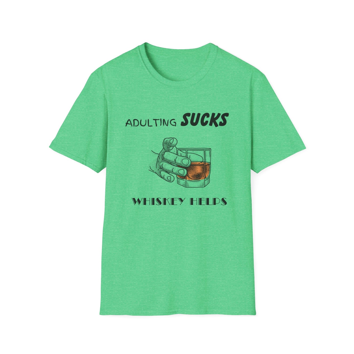 Adulting Sucks Whiskey Helps Shirt, Adult Humor T-Shirt, Sarcastic Gift, Hilarious Tee for Adults, Comedic Shirt, Stress Relief, Alcohol