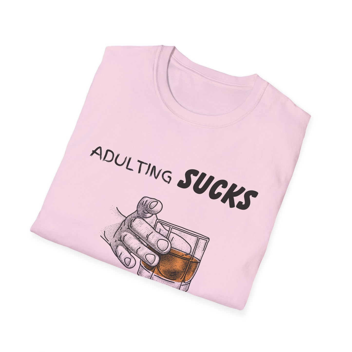 Adulting Sucks Whiskey Helps Shirt, Adult Humor T-Shirt, Sarcastic Gift, Hilarious Tee for Adults, Comedic Shirt, Stress Relief, Alcohol
