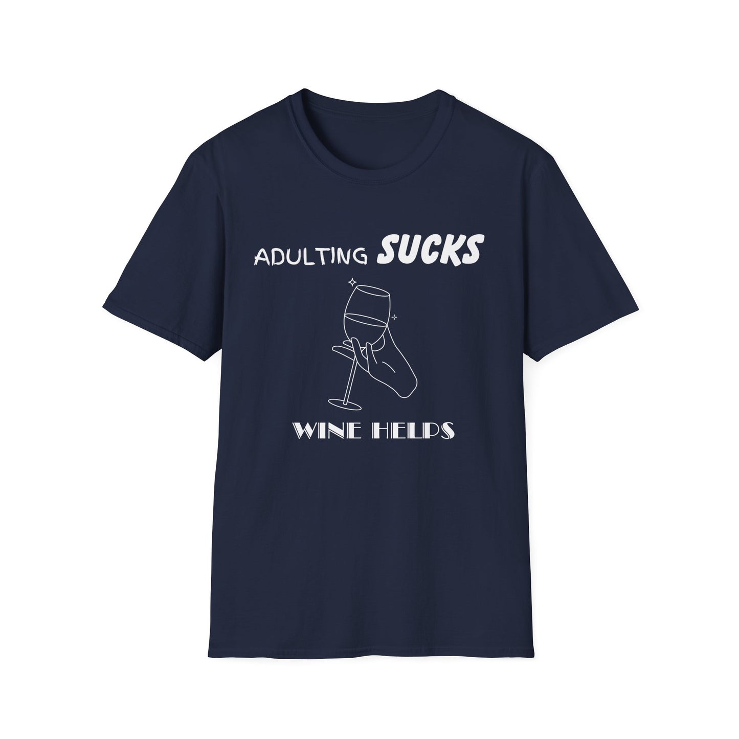 Adulting Sucks Wine Helps Shirt, Adult Humor T-Shirt, Sarcastic Gift, Hilarious Tee for Adults, Drinking Shirt, Alcohol, Wine Shirt