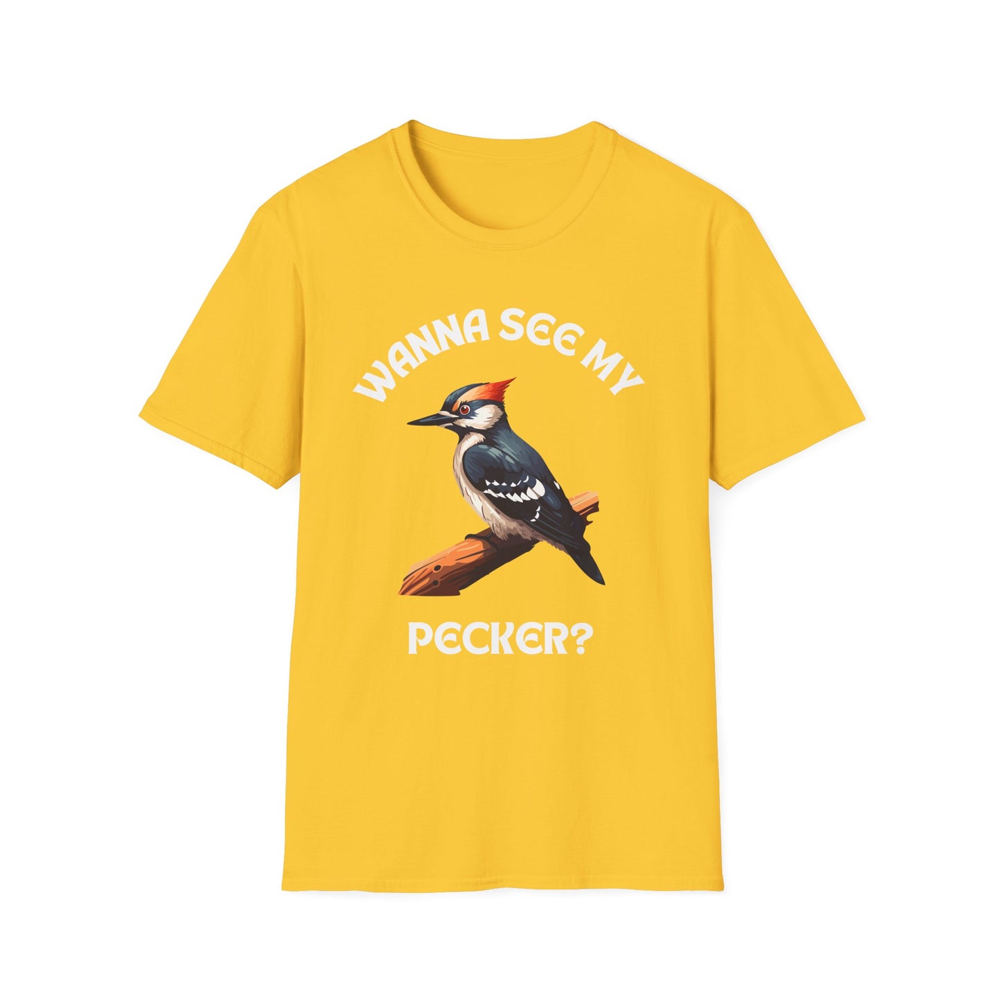 Wanna See My Pecker?, Adult Humor Unisex T-Shirt, Funny Pecker Tee, Naughty Joke Shirt, Rude Graphic Top, Woodpecker Shirt, Wood Pecker Tee