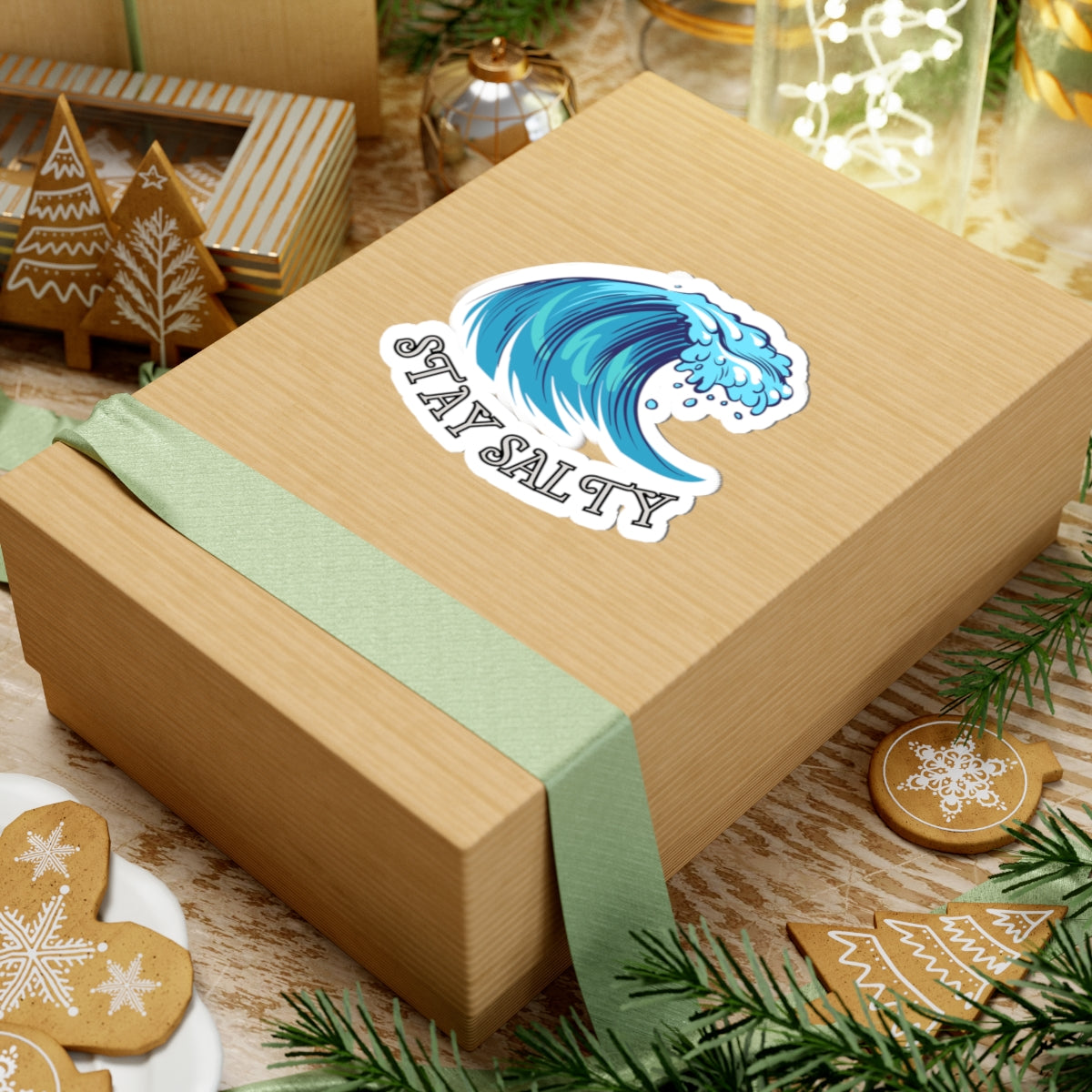 Stay Salty Wave Beach Vibes Kiss-Cut Stickers