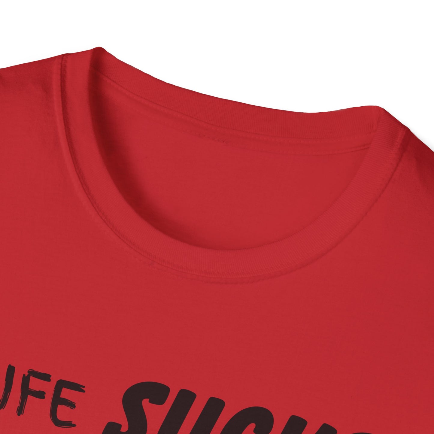 Life Sucks Anime Helps Unisex T-Shirt, Funny Life Difficulties Tee, Anime Lover Gift, Softstyle Shirt, Sarcastic Graphic Tee, Weeb Shirt