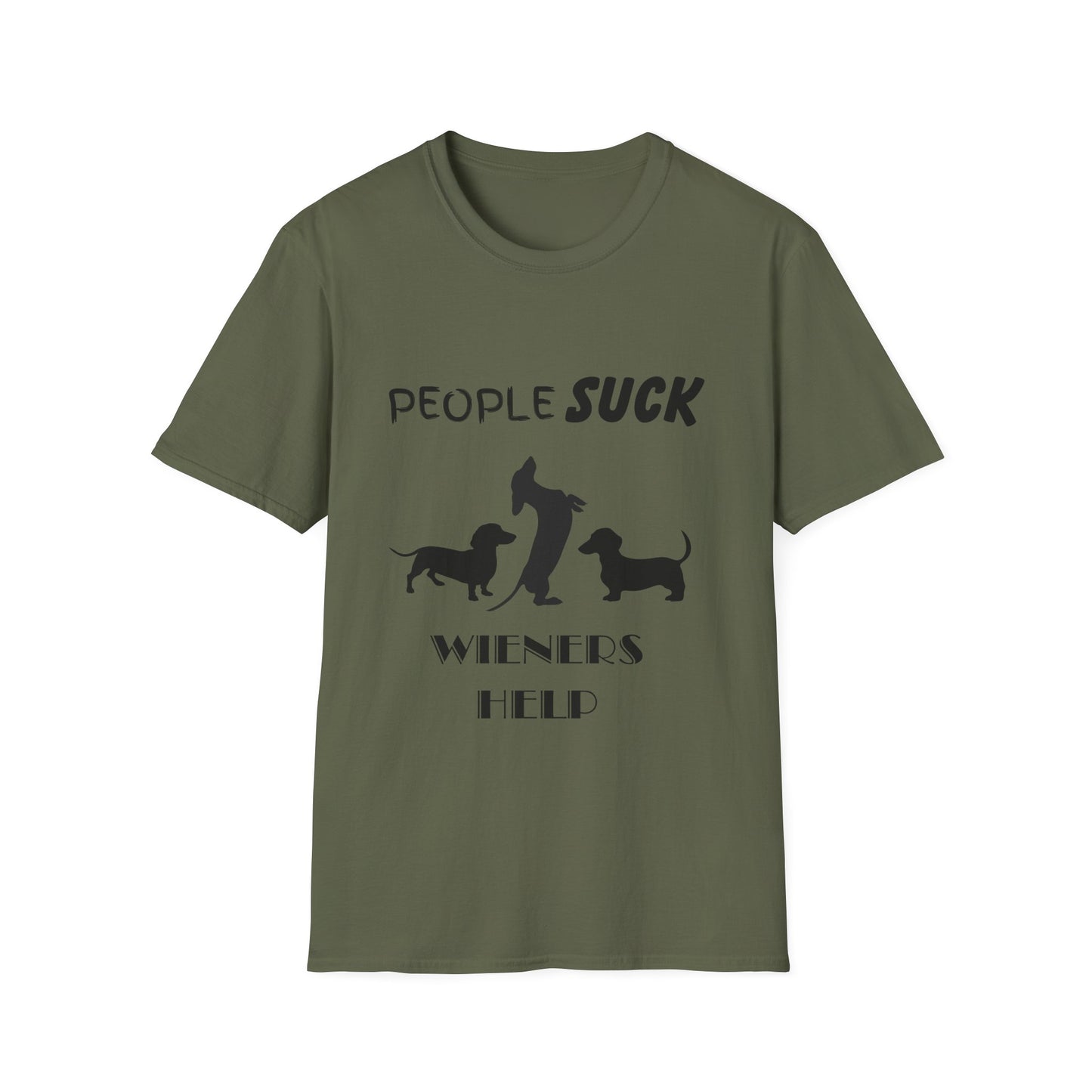 People Suck Wieners Help Unisex T-Shirt, Sarcastic Dog Lover Tee, Humorous Animal Graphic Top, Dog Rescue Shirt, Pet Owner Gift, Dachshund