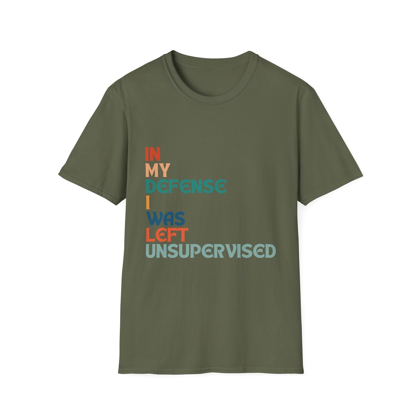 In My Defense I Was Left Supervised Retro Style Unisex T-Shirt, Funny Graphic Tee, Vintage Inspired Top, Novelty T-Shirt, Humorous T-Shirt