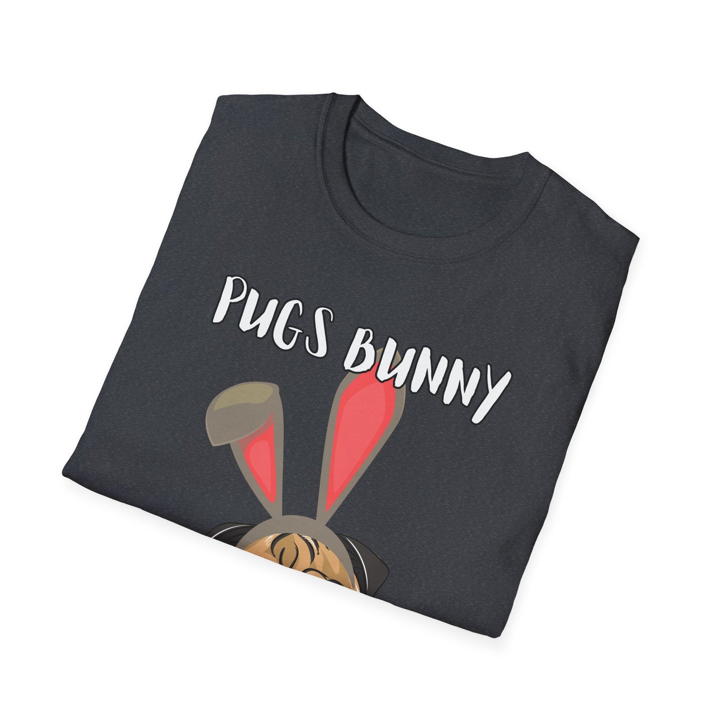 Pugs Bunny Unisex Tee, Funny Cartoon Dog Lover Shirt, Cute Pug Graphic Top, Animal Pet Gift, Softstyle T-Shirt, Looney Tunes Parody, Gift