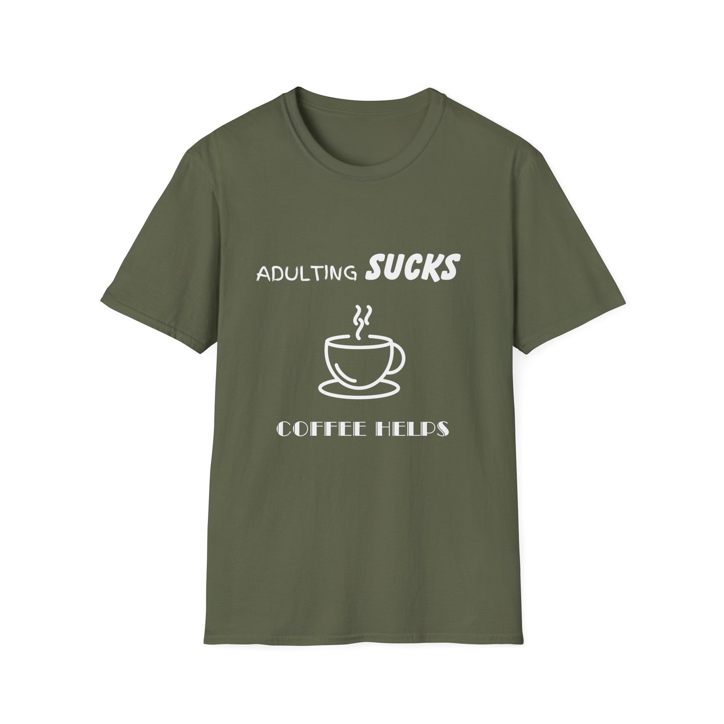 Adulting Sucks Coffee Helps Shirt, Funny Adult Humor T-Shirt, Sarcastic Gift, Hilarious Tee for Adults, Comedic Shirt for Stress Relief