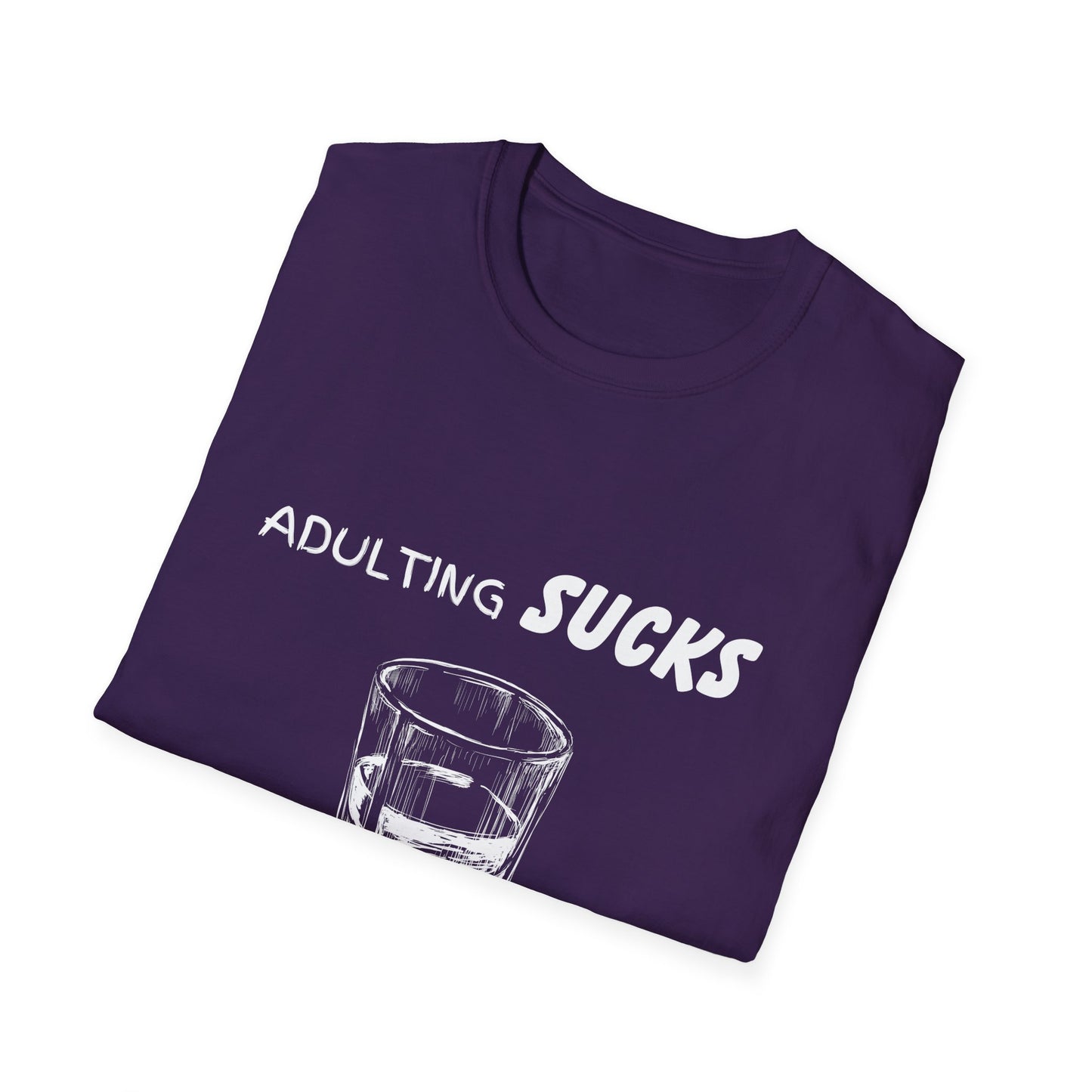 Adulting Sucks Whiskey Helps Shirt, Adult Humor T-Shirt, Sarcastic Gift, Hilarious Tee for Adults, Comedic Shirt for Stress Relief, Alcohol