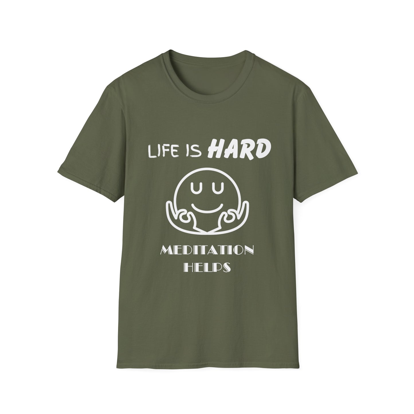 Life Is Hard Meditation Helps Unisex T-Shirt, Yoga Tee, Mindfulness Shirt, Stress Relief Top, Zen Clothing, Relaxation Apparel, Yogi Tee