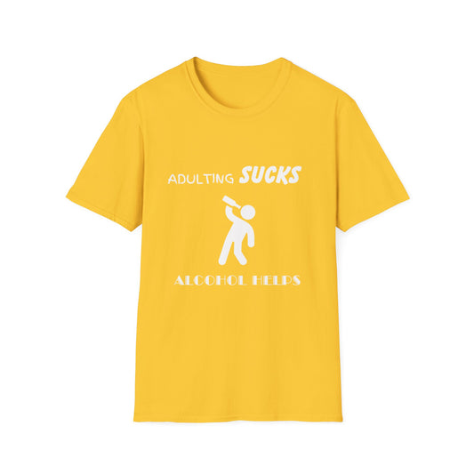 Adulting Sucks Alcohol Helps Shirt, Adult Humor T-Shirt, Sarcastic Gift, Hilarious Tee for Adults, Drinking Shirt, Alcohol, Beer Shirt