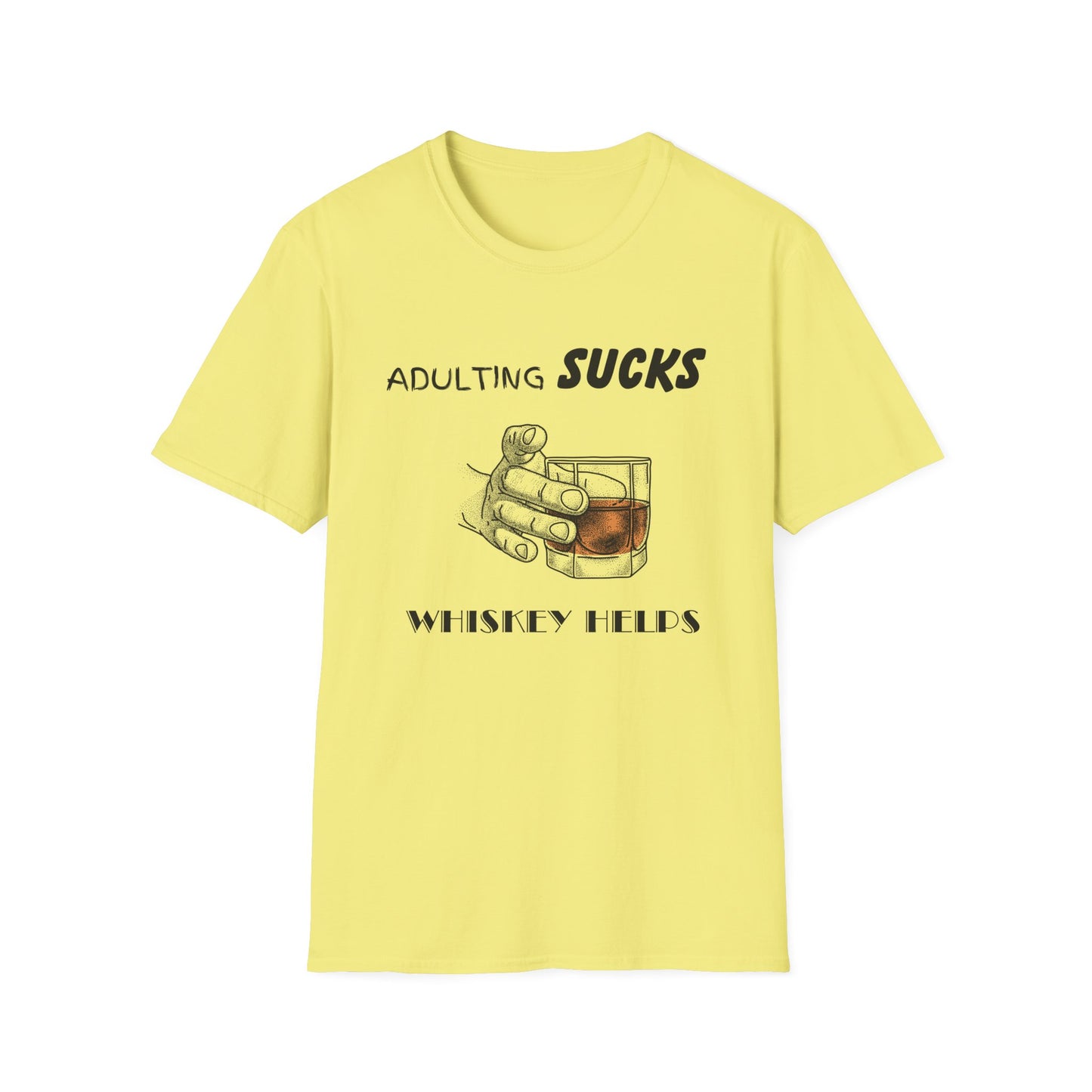 Adulting Sucks Whiskey Helps Shirt, Adult Humor T-Shirt, Sarcastic Gift, Hilarious Tee for Adults, Comedic Shirt, Stress Relief, Alcohol