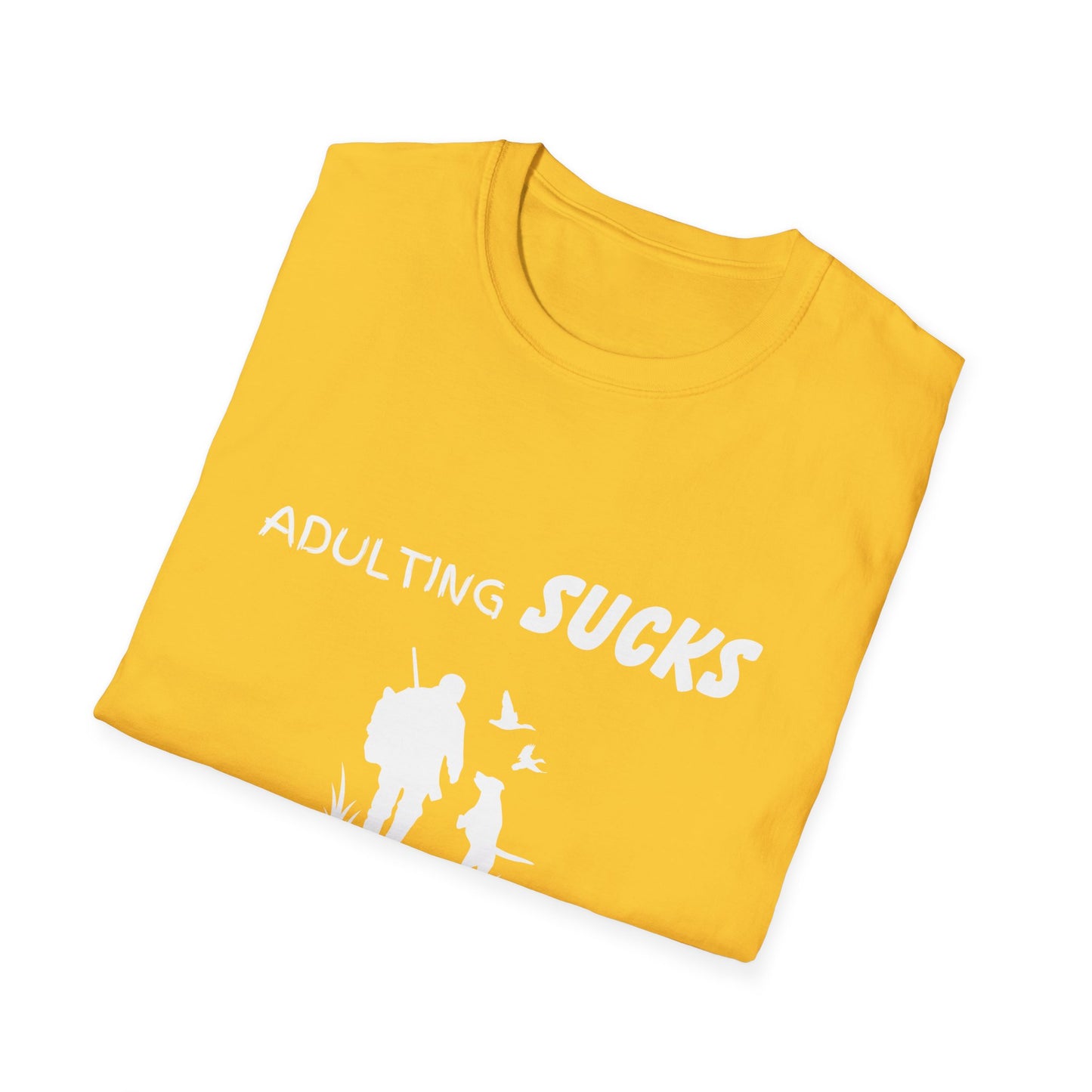 Adulting Sucks Hunting Helps Shirt, Adult Humor T-Shirt, Sarcastic Gift, Hilarious Tee for Adults, Comedic Shirt for Stress Relief, Hunting