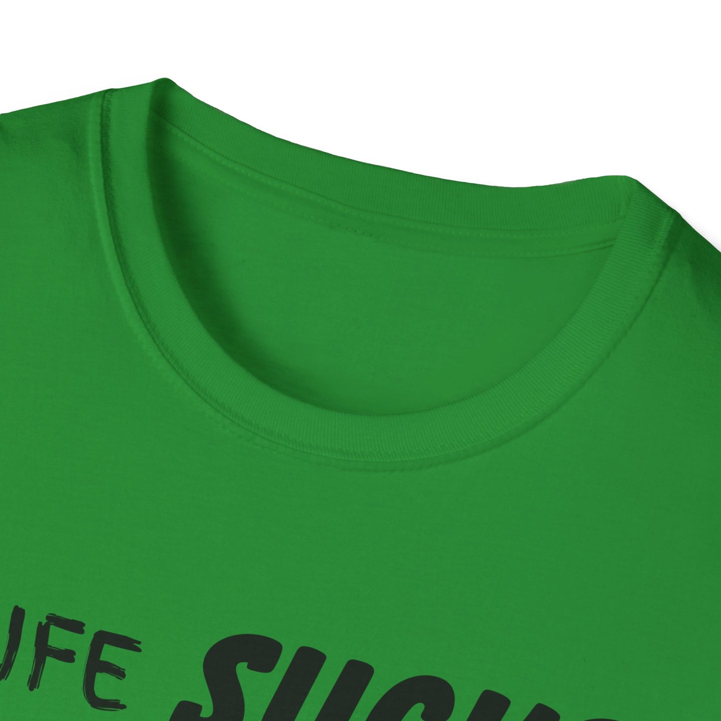 Life Sucks Anime Helps Unisex T-Shirt, Funny Life Difficulties Tee, Anime Lover Gift, Softstyle Shirt, Sarcastic Graphic Tee, Weeb Shirt
