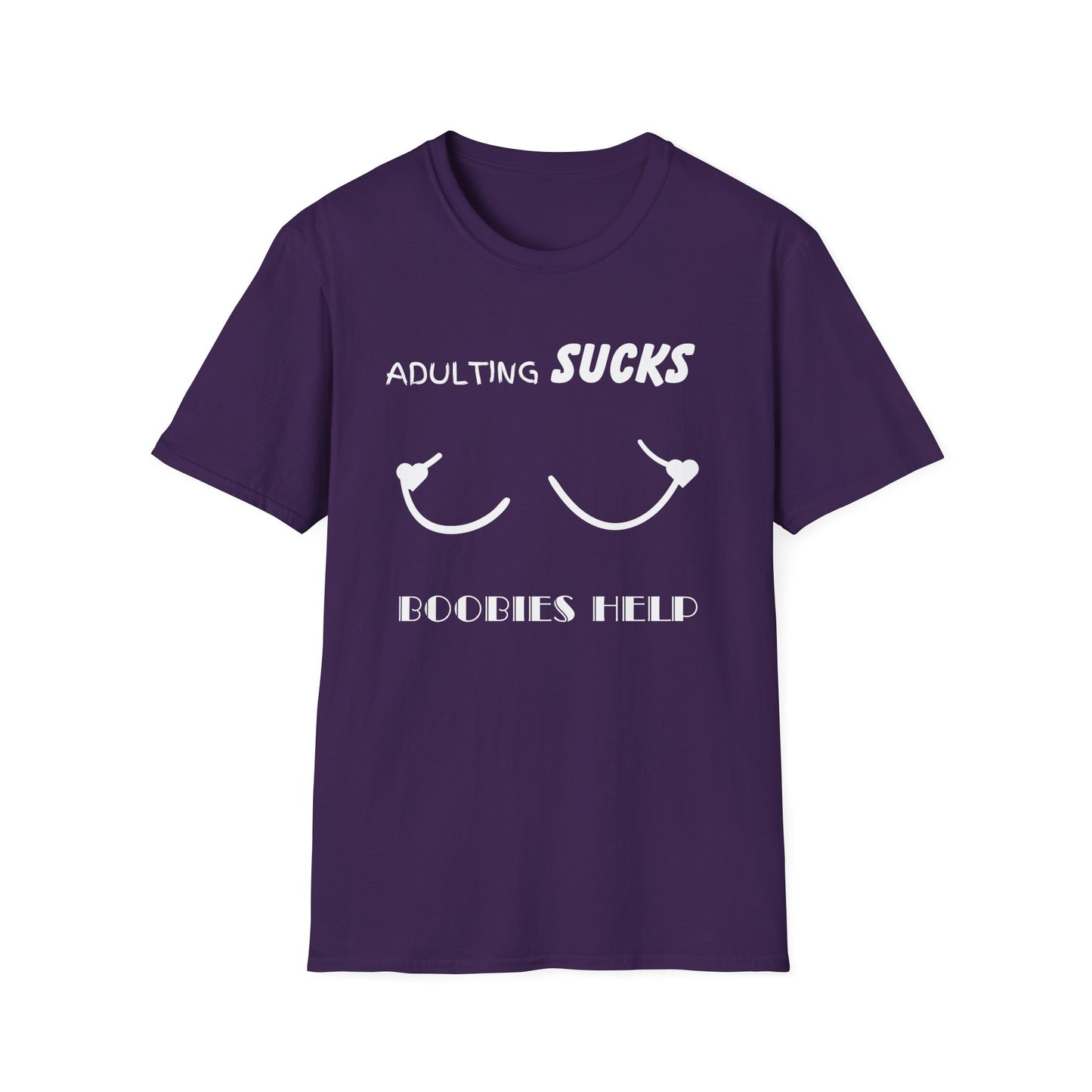 Adulting Sucks Boobies Help Shirt, Funny Adult Humor T-Shirt, Sarcastic Gift, Hilarious Tee for Adults, Comedic Shirt for Stress Relief
