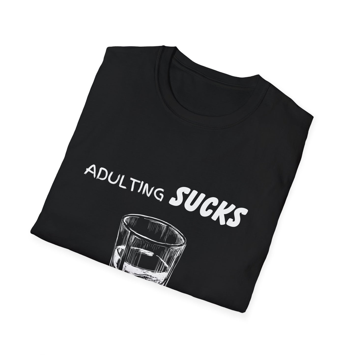 Adulting Sucks Whiskey Helps Shirt, Adult Humor T-Shirt, Sarcastic Gift, Hilarious Tee for Adults, Comedic Shirt for Stress Relief, Alcohol