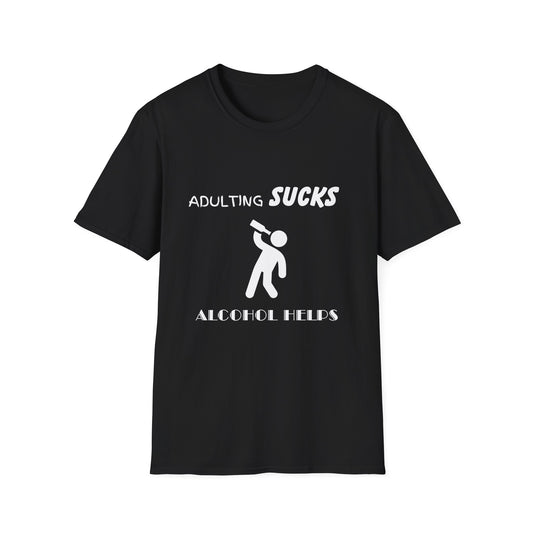 Adulting Sucks Alcohol Helps Shirt, Adult Humor T-Shirt, Sarcastic Gift, Hilarious Tee for Adults, Drinking Shirt, Alcohol, Beer Shirt