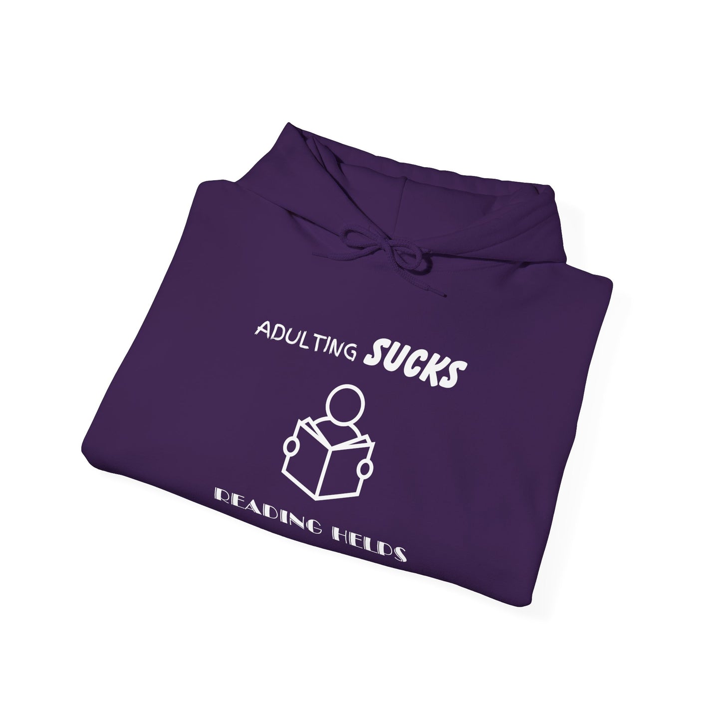 Adulting Sucks Reading Helps Hoodie, Funny Sweatshirt for Book Lovers, Unisex Pullover, Escape Responsibilities, Gift for Readers, Comfy