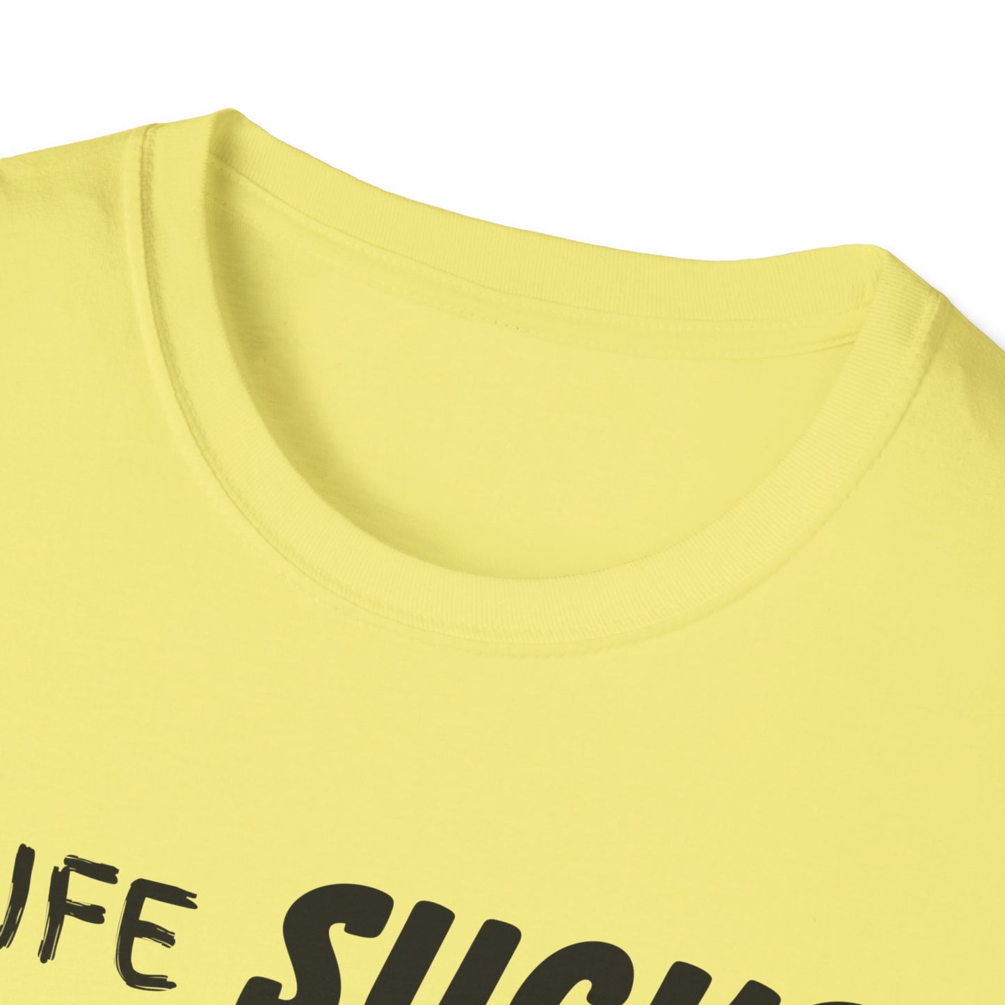 Life Sucks Anime Helps Unisex T-Shirt, Funny Life Difficulties Tee, Anime Lover Gift, Softstyle Shirt, Sarcastic Graphic Tee, Weeb Shirt
