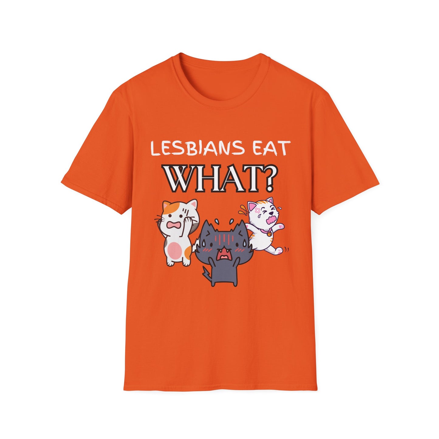 Lesbians Eat WHAT Unisex T-Shirt, Funny LGBT Tee, Pride Shirt, Humorous Lesbian Clothing, Sarcastic Gift, Funny Cat Shirt, Unique Shirt