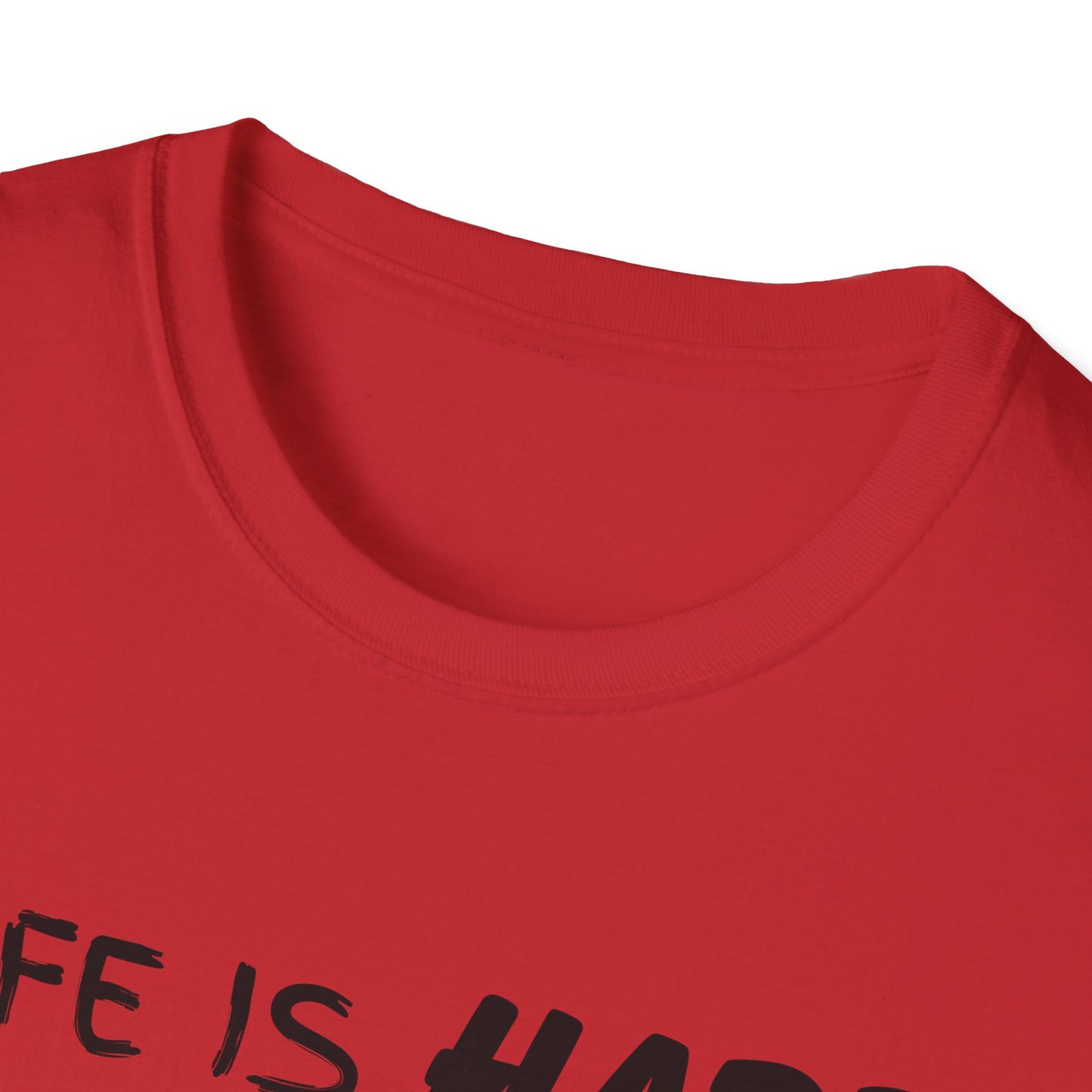 Life Is Hard Woodworking Helps Unisex Softstyle T-Shirt, Funny Woodworking Shirt, Stress Relief Tee, Woodworker Gift, Life Challenges Top