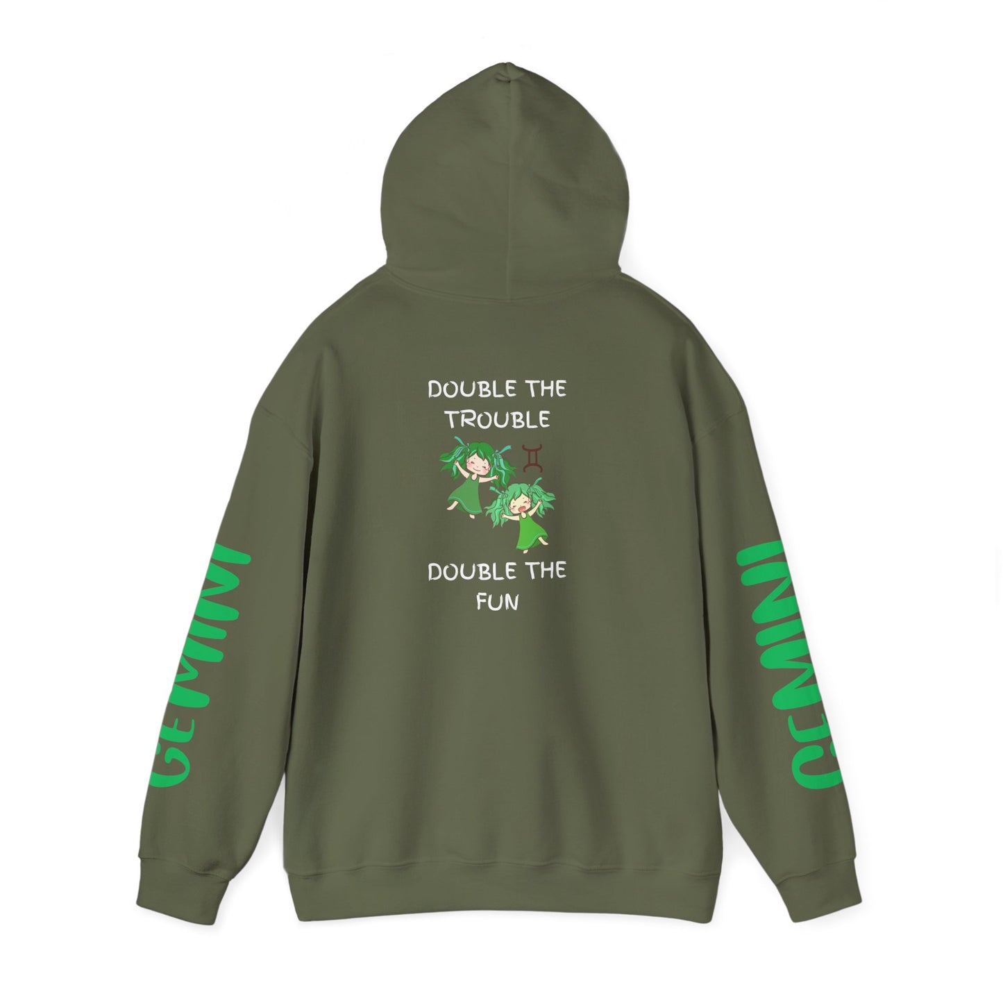 Gemini Double Trouble Fun Hoodie, Zodiac Gift, Astrology Pullover, Dual Personality Sweatshirt, Astrological Sign Apparel, Unique Apparel