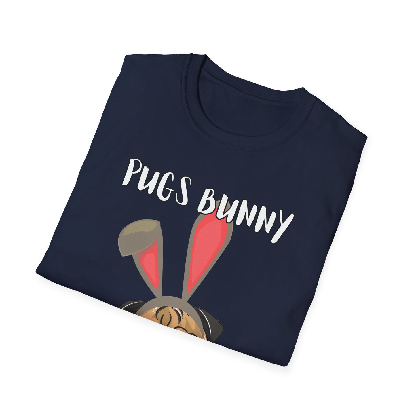 Pugs Bunny Unisex Tee, Funny Cartoon Dog Lover Shirt, Cute Pug Graphic Top, Animal Pet Gift, Softstyle T-Shirt, Looney Tunes Parody, Gift
