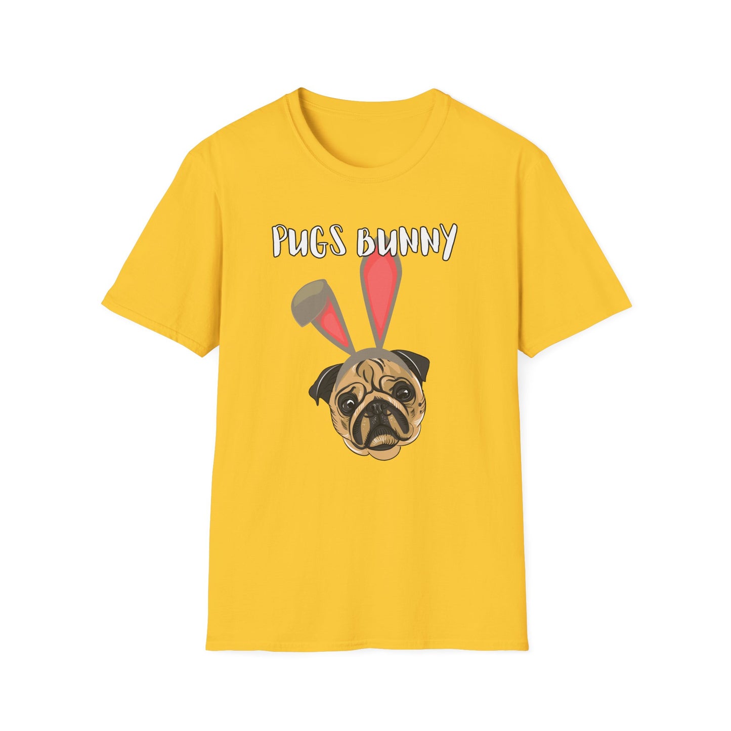 Pugs Bunny Unisex Tee, Funny Cartoon Dog Lover Shirt, Cute Pug Graphic Top, Animal Pet Gift, Softstyle T-Shirt, Looney Tunes Parody, Gift