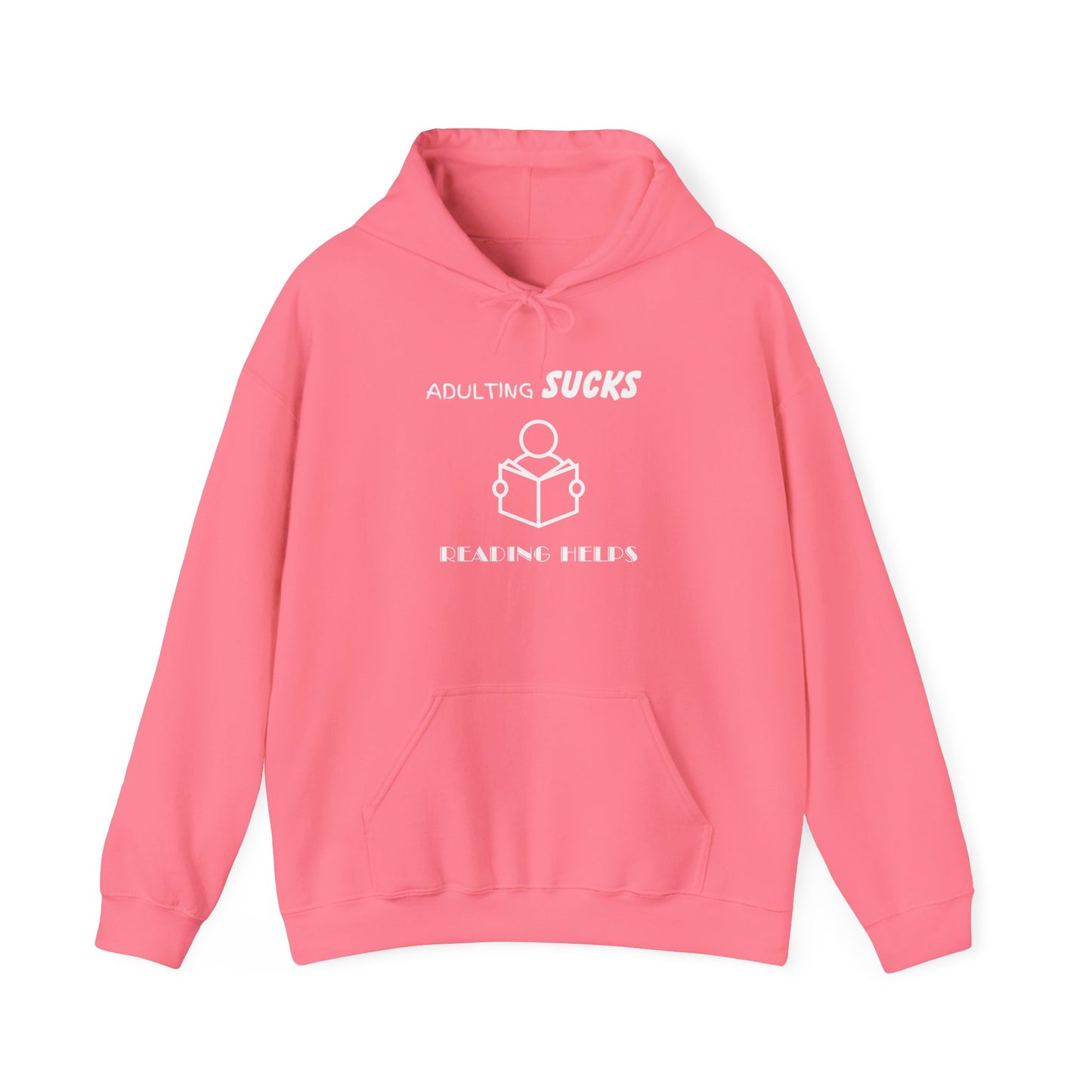 Adulting Sucks Reading Helps Hoodie, Funny Sweatshirt for Book Lovers, Unisex Pullover, Escape Responsibilities, Gift for Readers, Comfy