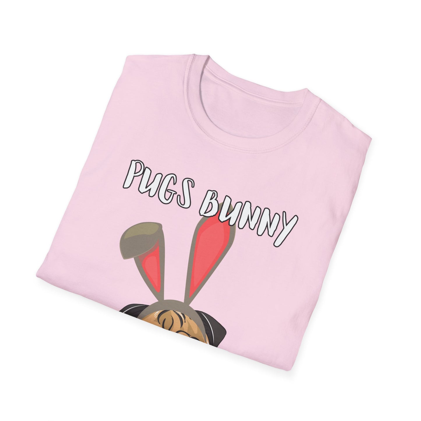 Pugs Bunny Unisex Tee, Funny Cartoon Dog Lover Shirt, Cute Pug Graphic Top, Animal Pet Gift, Softstyle T-Shirt, Looney Tunes Parody, Gift
