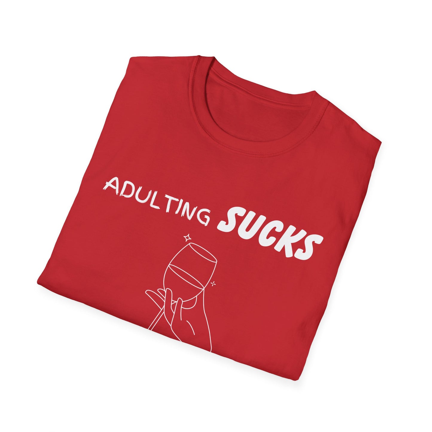 Adulting Sucks Wine Helps Shirt, Adult Humor T-Shirt, Sarcastic Gift, Hilarious Tee for Adults, Drinking Shirt, Alcohol, Wine Shirt