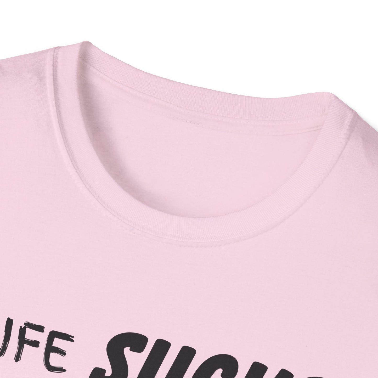 Life Sucks Anime Helps Unisex T-Shirt, Funny Life Difficulties Tee, Anime Lover Gift, Softstyle Shirt, Sarcastic Graphic Tee, Weeb Shirt